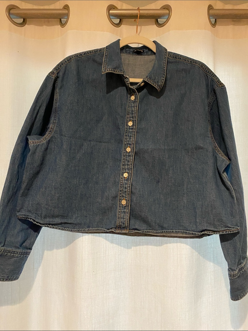 J. Crew Cropped Oversized Denim Button Up